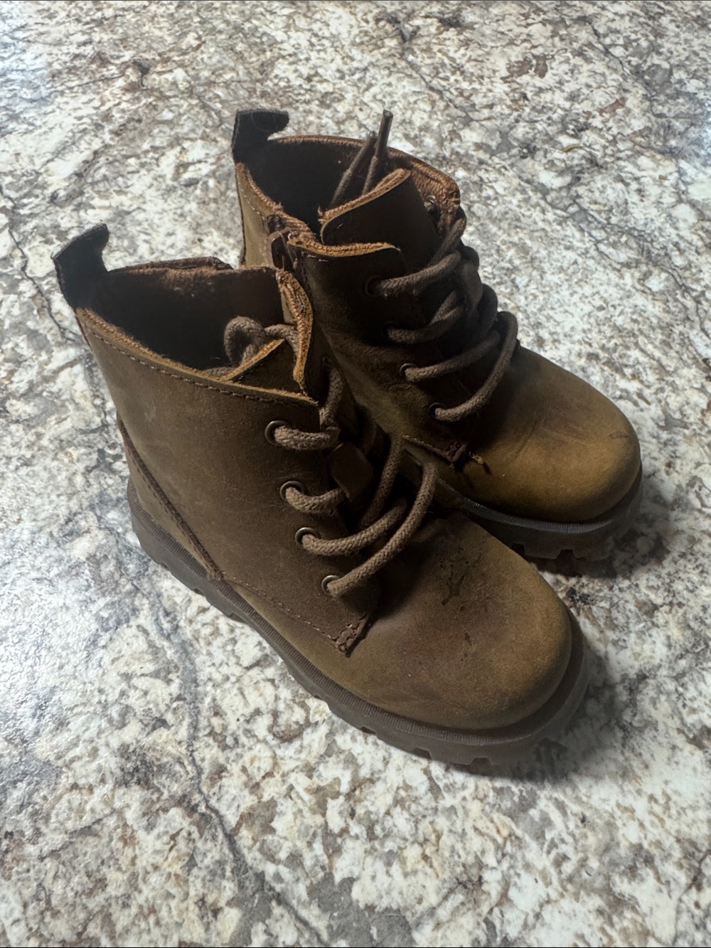 Zara Kids Brown Lace-Up Combat Boots
